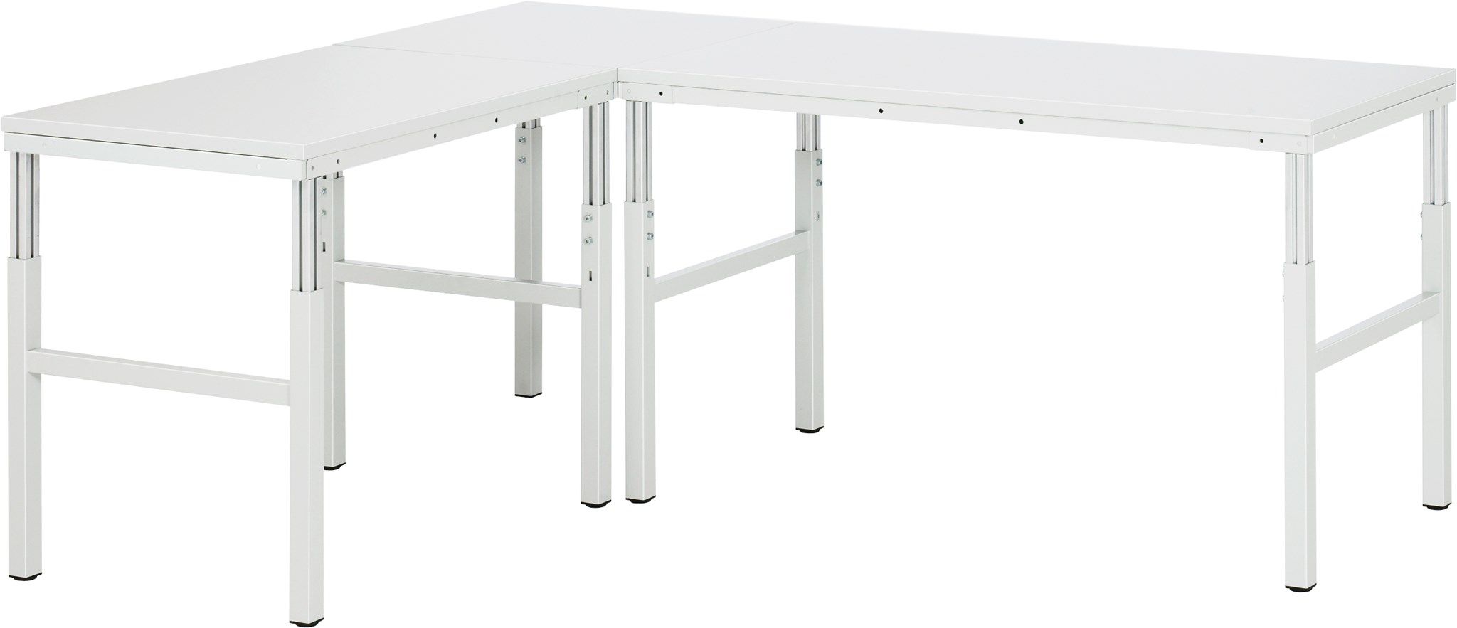 Eck-Platte für Serie E, 900x900x650-1000 mm LxTxH, EGB-Melaminarbeitsplatte für rechtwinklige Ecklösungen