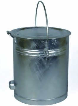 Mülleimer 50 Liter, mit Scharnierdeckel und Bandeisenfuss