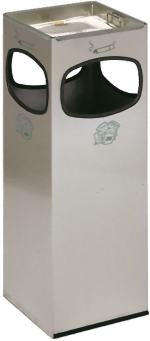 Abfallsammler 4-fach Einwurf und Ascher Edelstahl geschlffen
