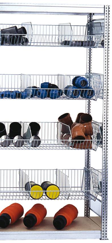 Kleinteilanbauregal mit Gitterkörben