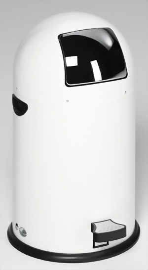 Abfallsammler 52 Liter mit Edelstahl Einwurfklappe, Farbe RAL 9016 weiss
