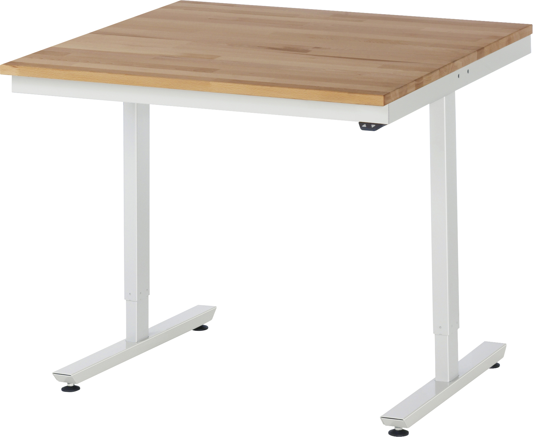 Arbeitstisch 1000x1000x720-1120 mm BxTxH mit Buche-Massiv-Platte 25 mm