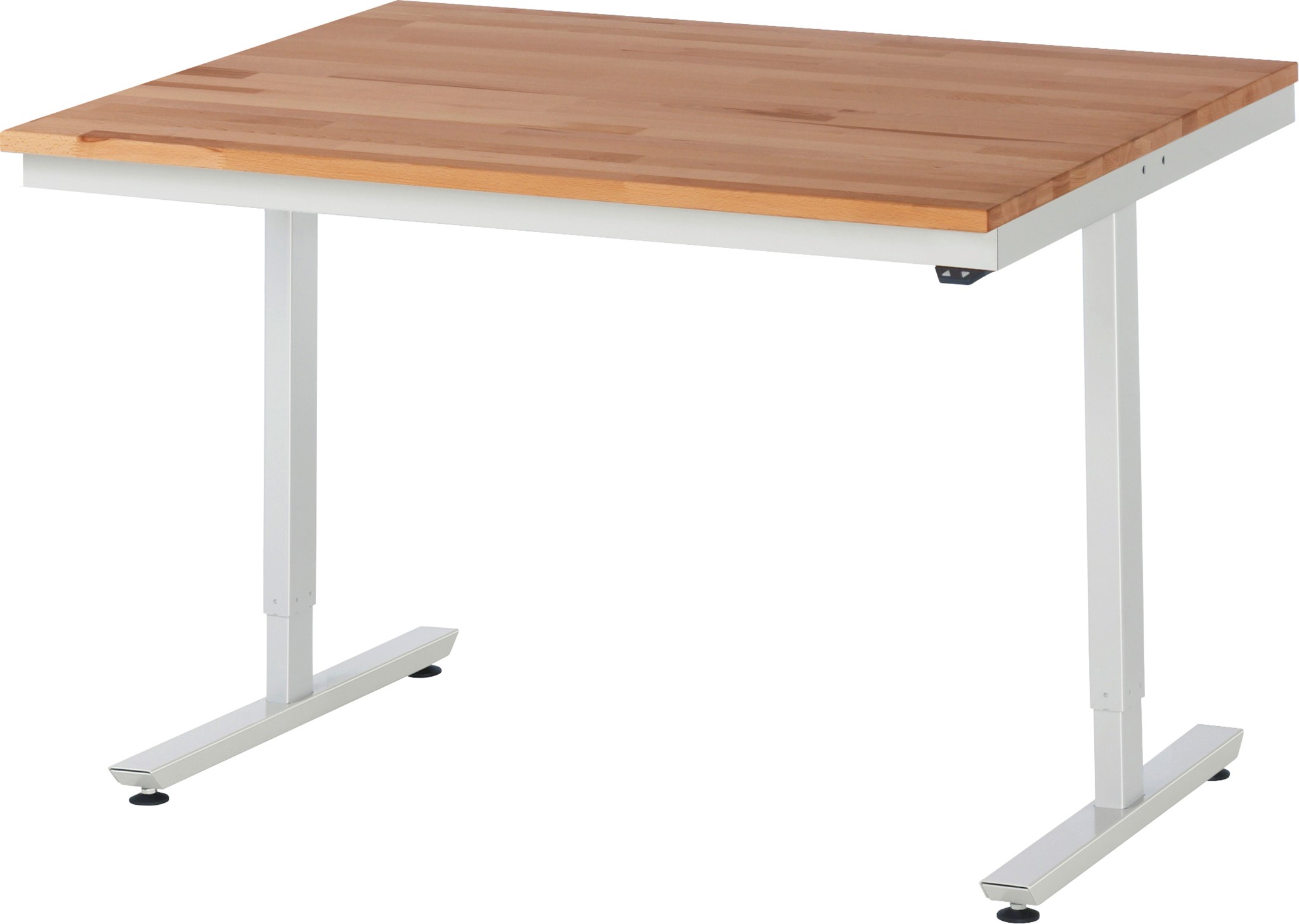 Arbeitstisch 1250x1000x720-1120 mm BxTxH mit Buche-Massiv-Platte 25 mm