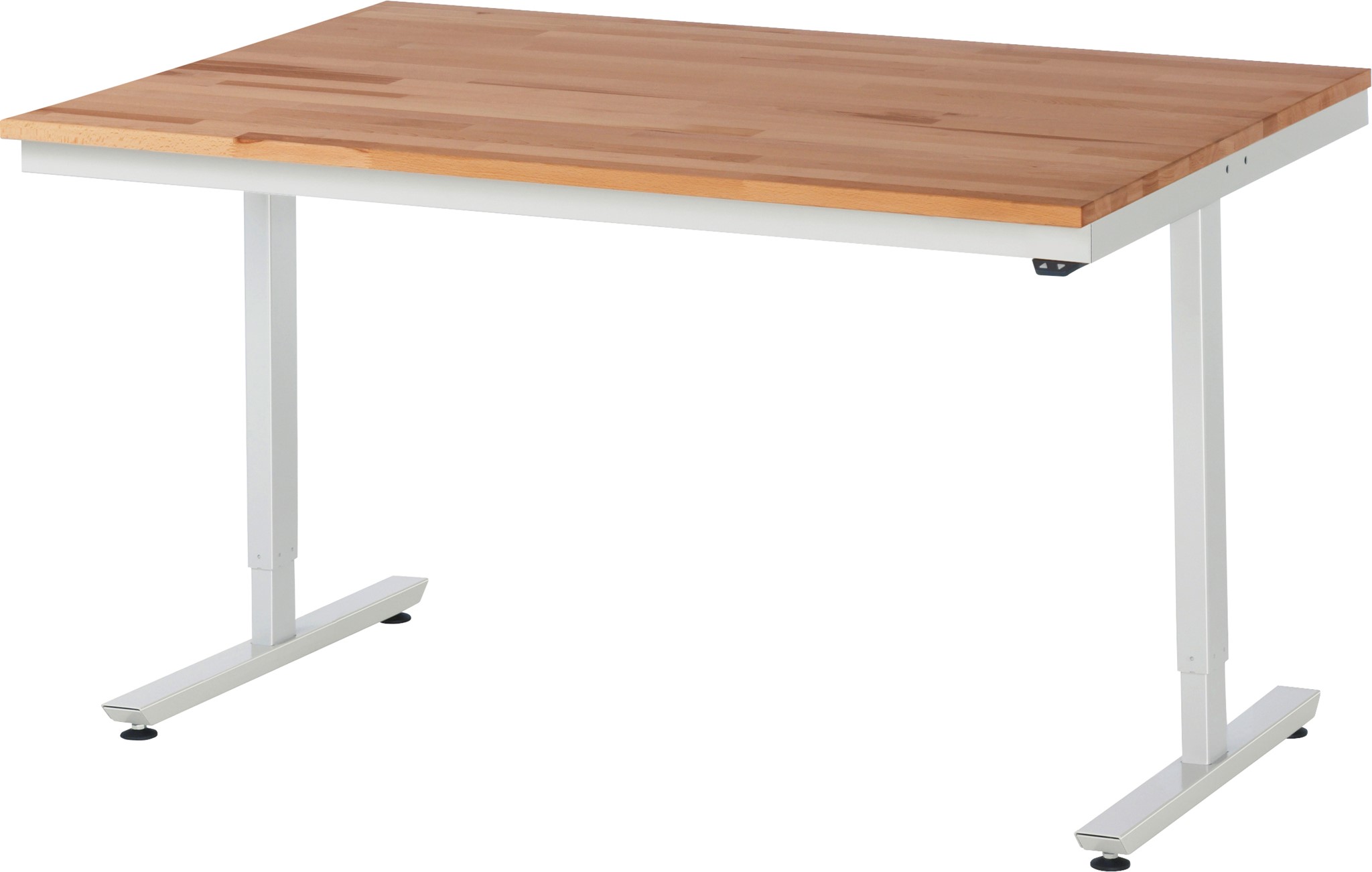 Arbeitstisch 1500x1000x720-1120 mm BxTxH mit Buche-Massiv-Platte 25 mm