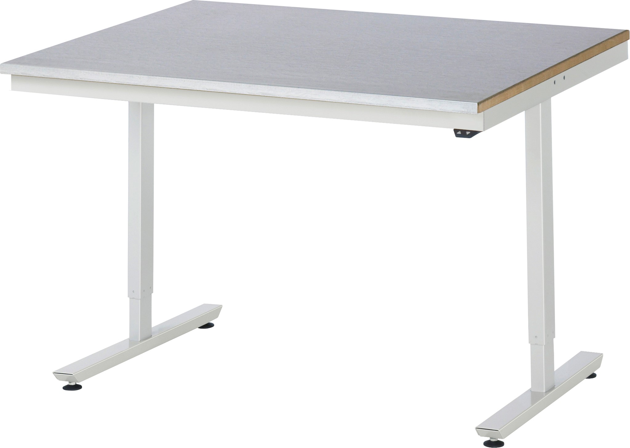 Arbeitstisch 1250x1000x720-1120 mm BxTxH mit Stahlblechbelag-Platte 25 mm (Stahlblechauflage 1.5 mm verzinkt)