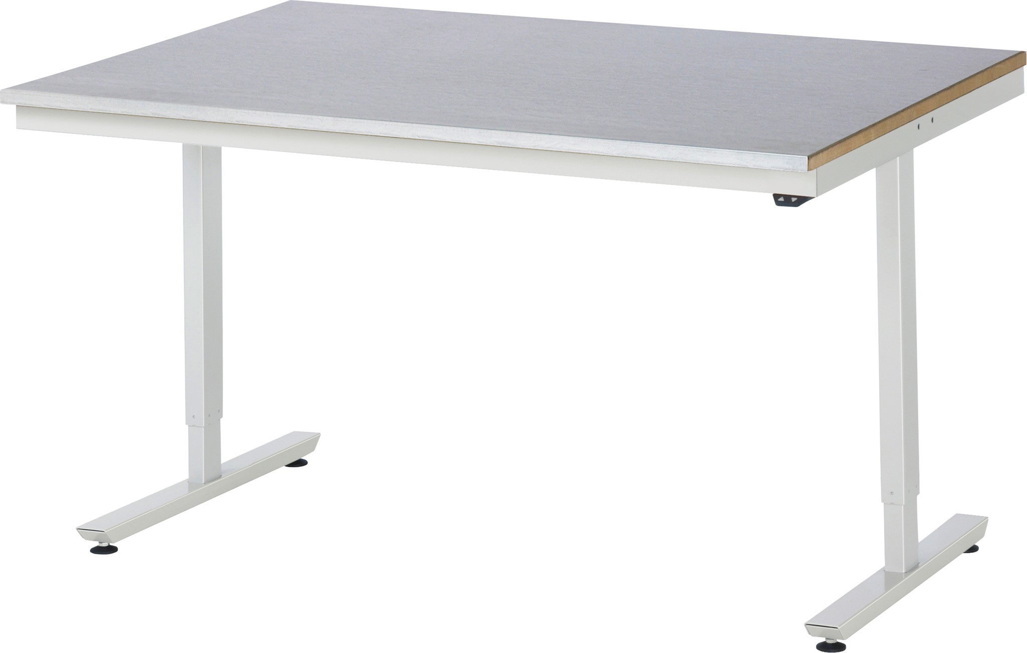 Arbeitstisch 1500x1000x720-1120 mm BxTxH mit Stahlblechbelag-Platte 25 mm (Stahlblechauflage 1.5 mm verzinkt)