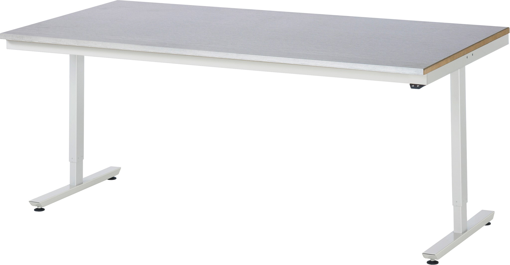 Arbeitstisch 2000x1000x720-1120 mm BxTxH mit Stahlblechbelag-Platte 25 mm (Stahlblechauflage 1.5 mm verzinkt)