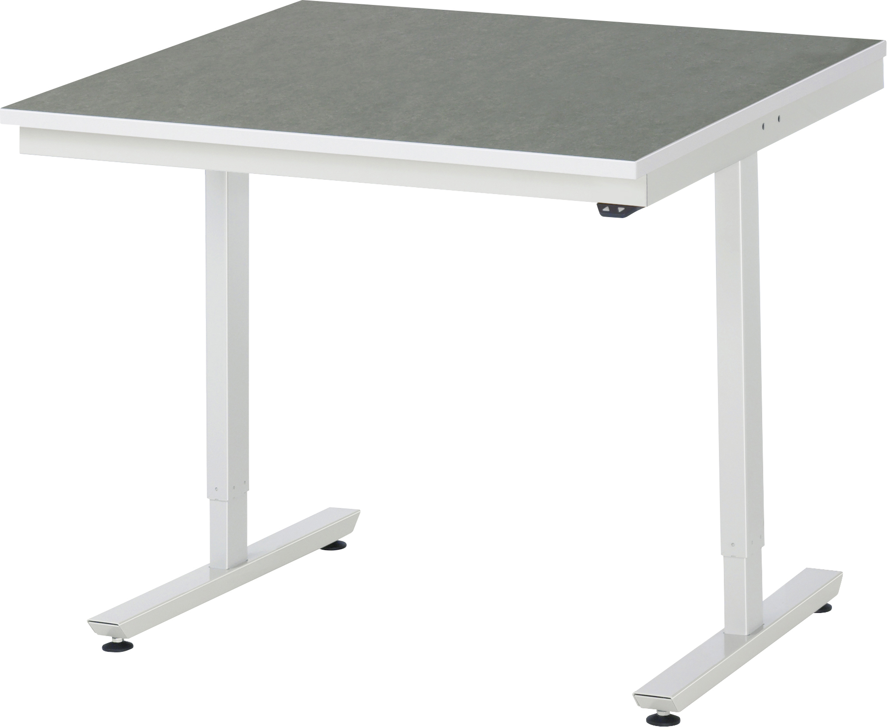 Arbeitstisch 1000x1000x720-1120 mm BxTxH mit Linoleum-Platte 25 mm (2 mm Linoleumbelag)