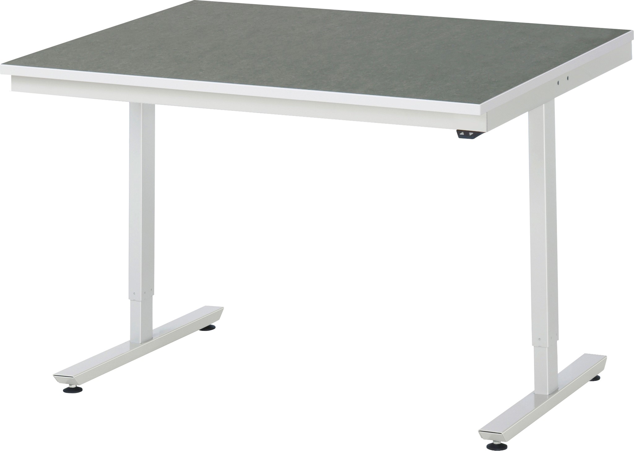 Arbeitstisch 1250x1000x720-1120 mm BxTxH mit Linoleum-Platte 25 mm (2 mm Linoleumbelag)