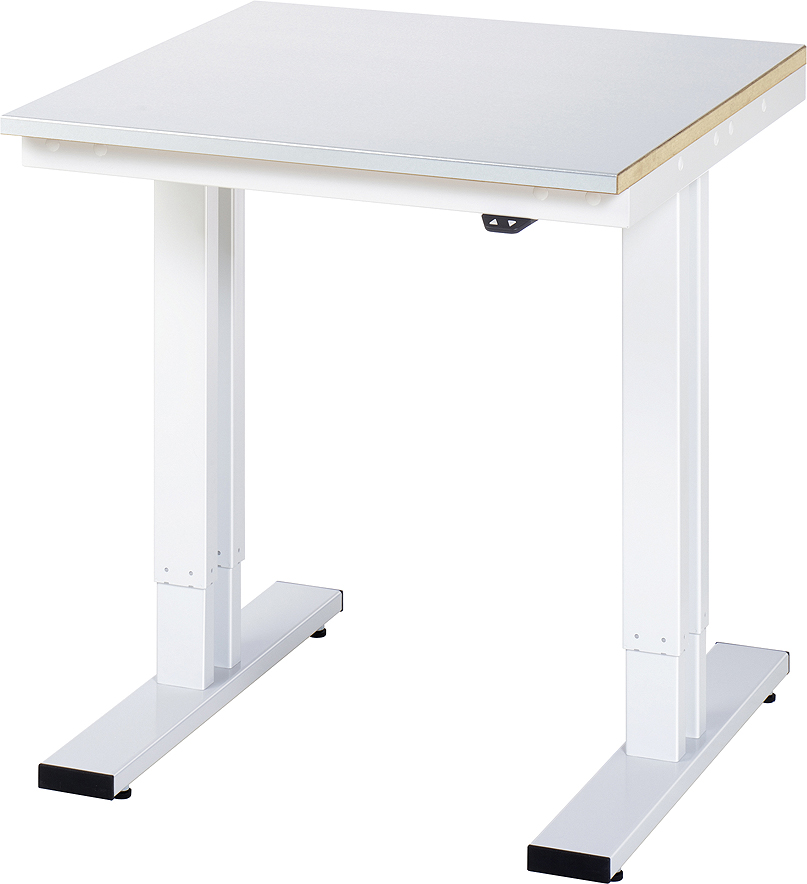 Arbeitstisch 750x800x720-1120 mm BxTxH mit Stahlblechbelag-Platte 25 mm (Stahlblechauflage 1.5 mm verzinkt)