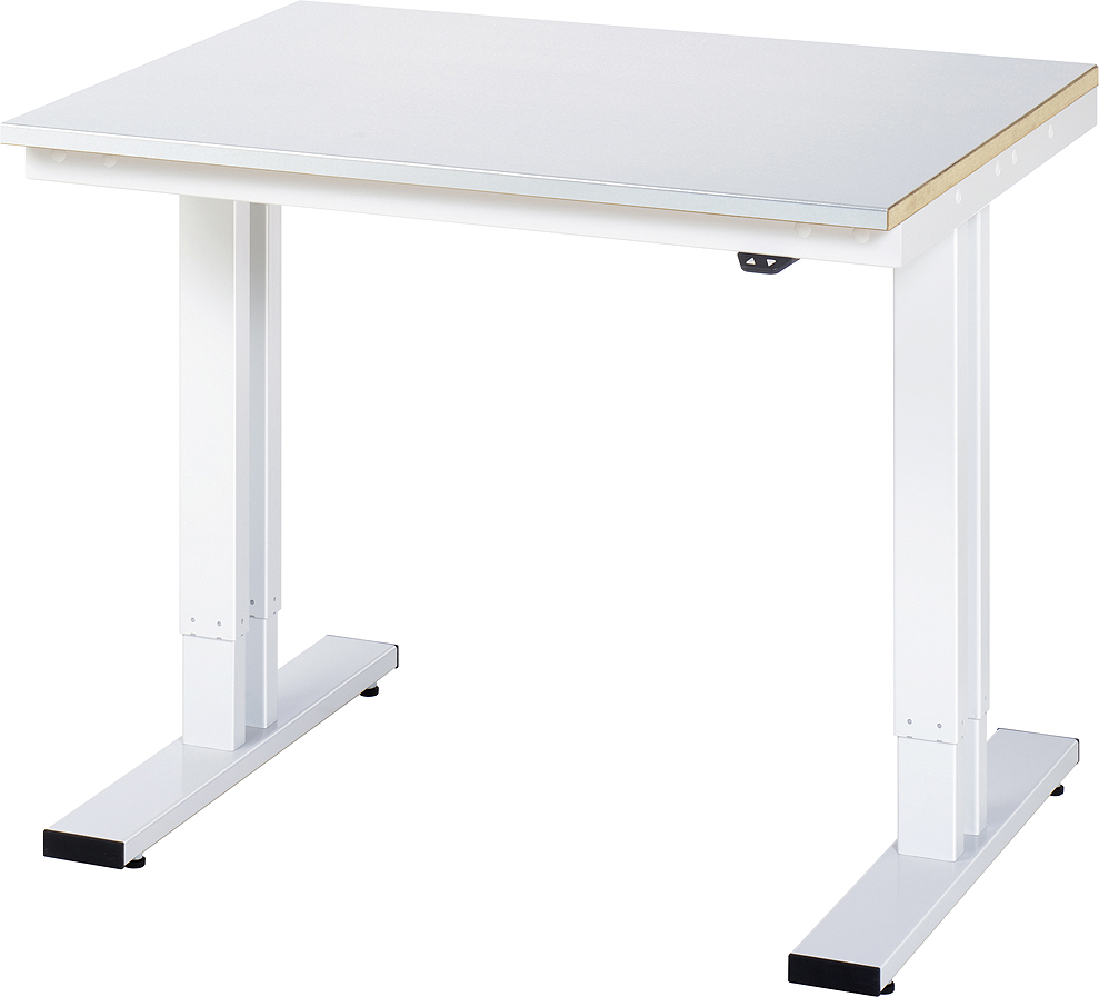 Arbeitstisch 1000x800x720-1120 mm BxTxH mit Stahlblechbelag-Platte 25 mm (Stahlblechauflage 1.5 mm verzinkt)