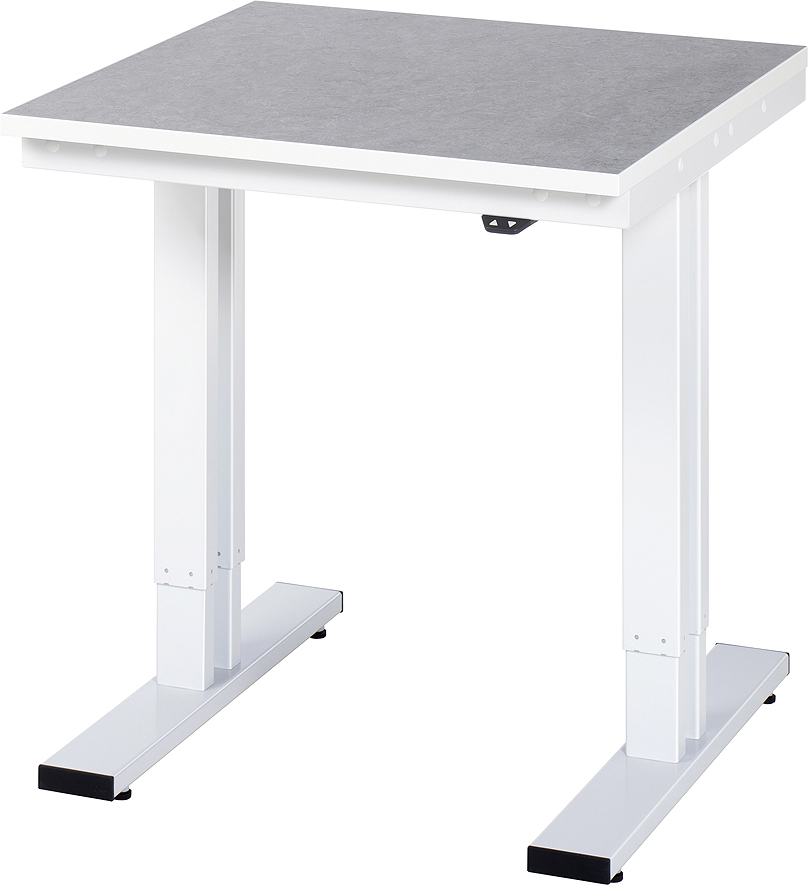 Arbeitstisch 750x800x720-1120 mm BxTxH mit Linoleum-Platte 25 mm (2 mm Linoleumbelag)