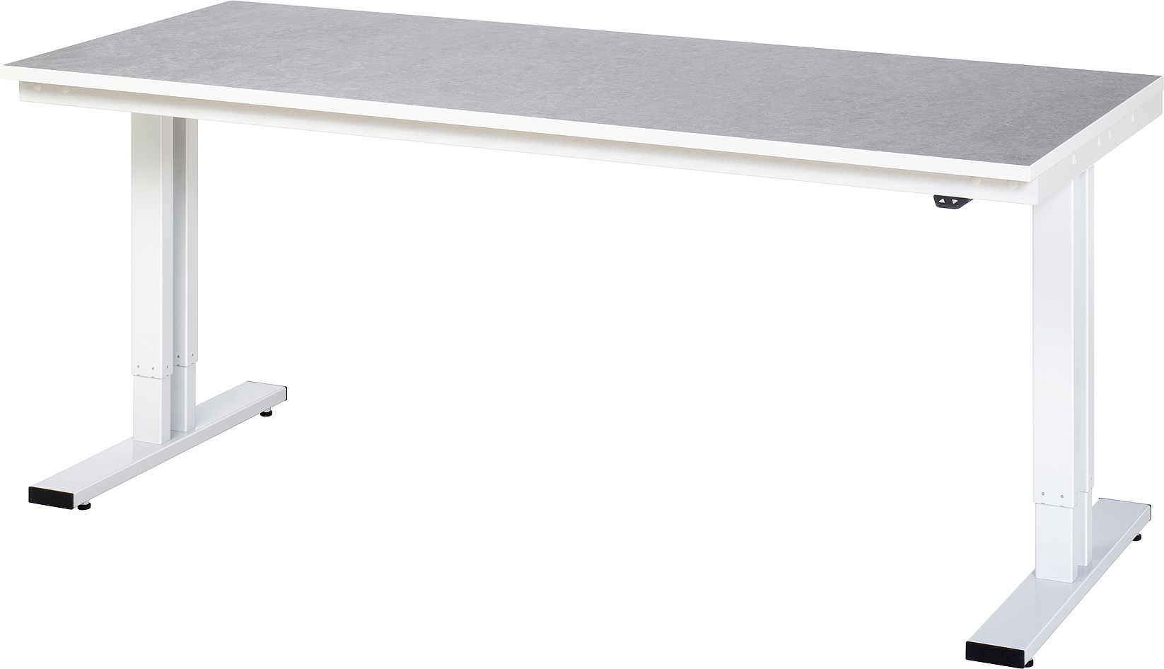 Arbeitstisch 2000x800x720-1120 mm BxTxH mit Linoleum-Platte 25 mm (2 mm Linoleumbelag)