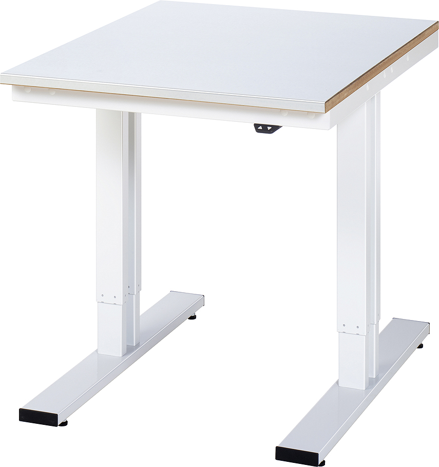 Arbeitstisch 750x1000x720-1120 mm BxTxH mit Stahlblechbelag-Platte 25 mm (Stahlblechauflage 1.5 mm verzinkt)