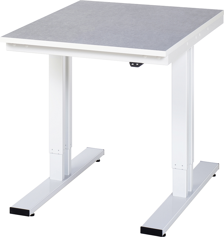 Arbeitstisch 750x1000x720-1120 mm BxTxH mit Linoleum-Platte 25 mm (2 mm Linoleumbelag)