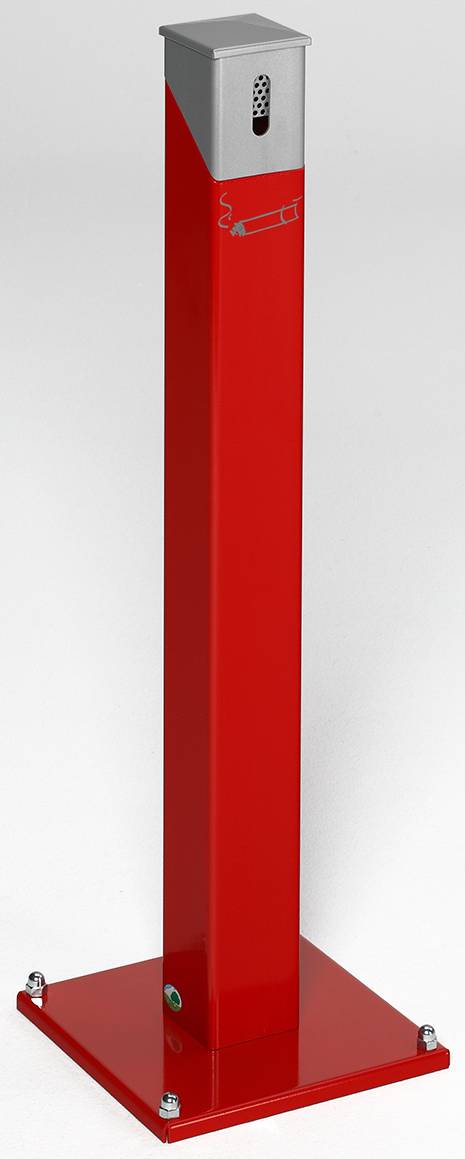 Ascher als Standsäule feuerrot RAL 3000, Kopfteil silber