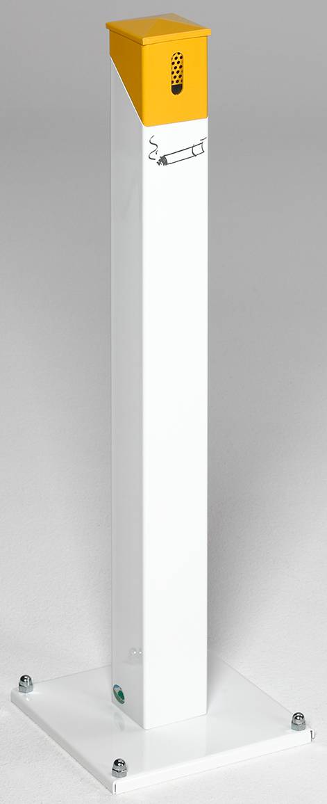 Ascher als Standsäule weiss RAL 9016, Kopfteil gelb 1023