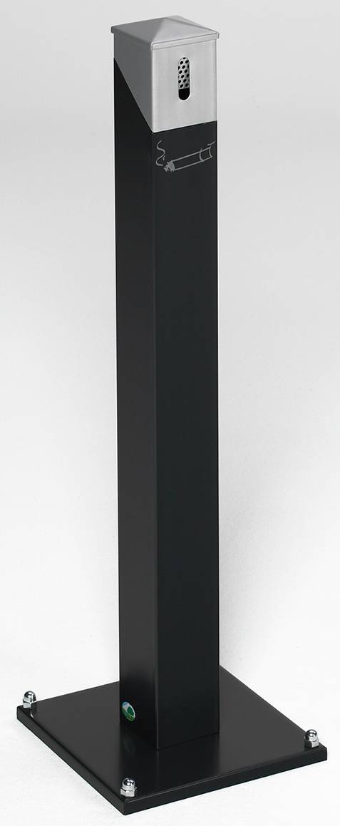 Ascher als Standsäule eckig anthrazit RAL 7021, Kopfteil silber