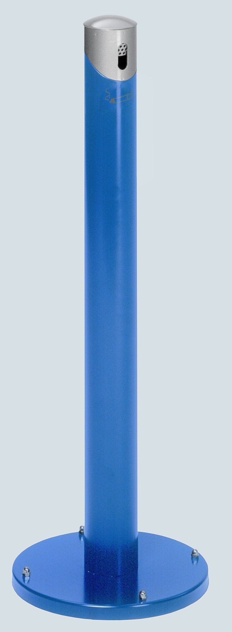 Ascher als Standsäule enzianblau RAL 5010, Kopfteil silber