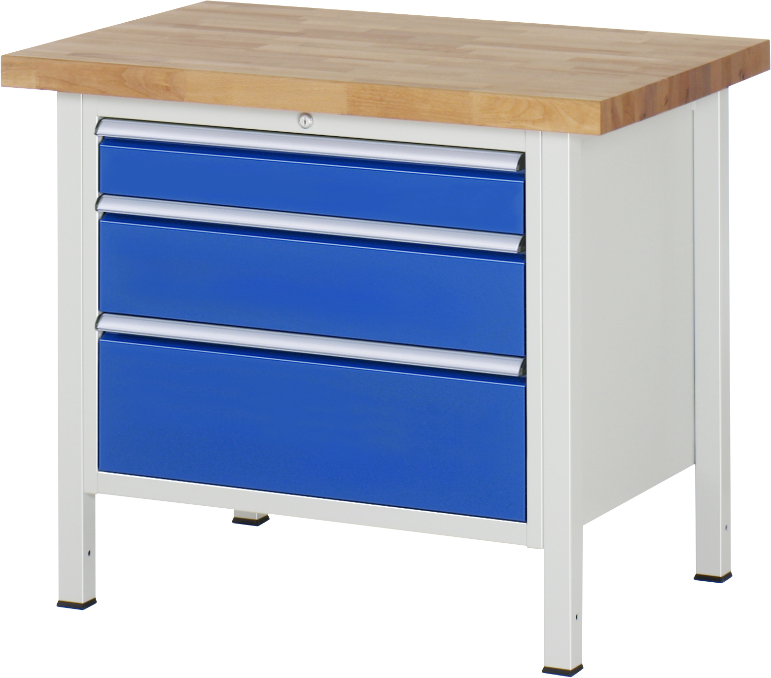 Werkbank Modell 8259, B 1000xT 700xH 840-1040mm, Buche-Massiv-Platte 40mm