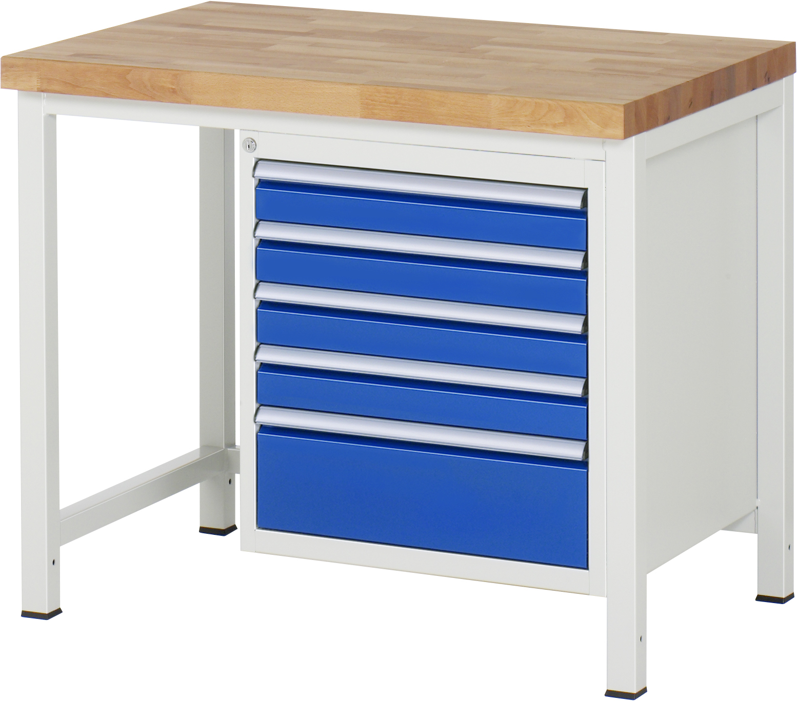 Werkbank Modell 8168, B 1000xT 700xH 840-1040mm, Buche-Massiv-Platte 40mm