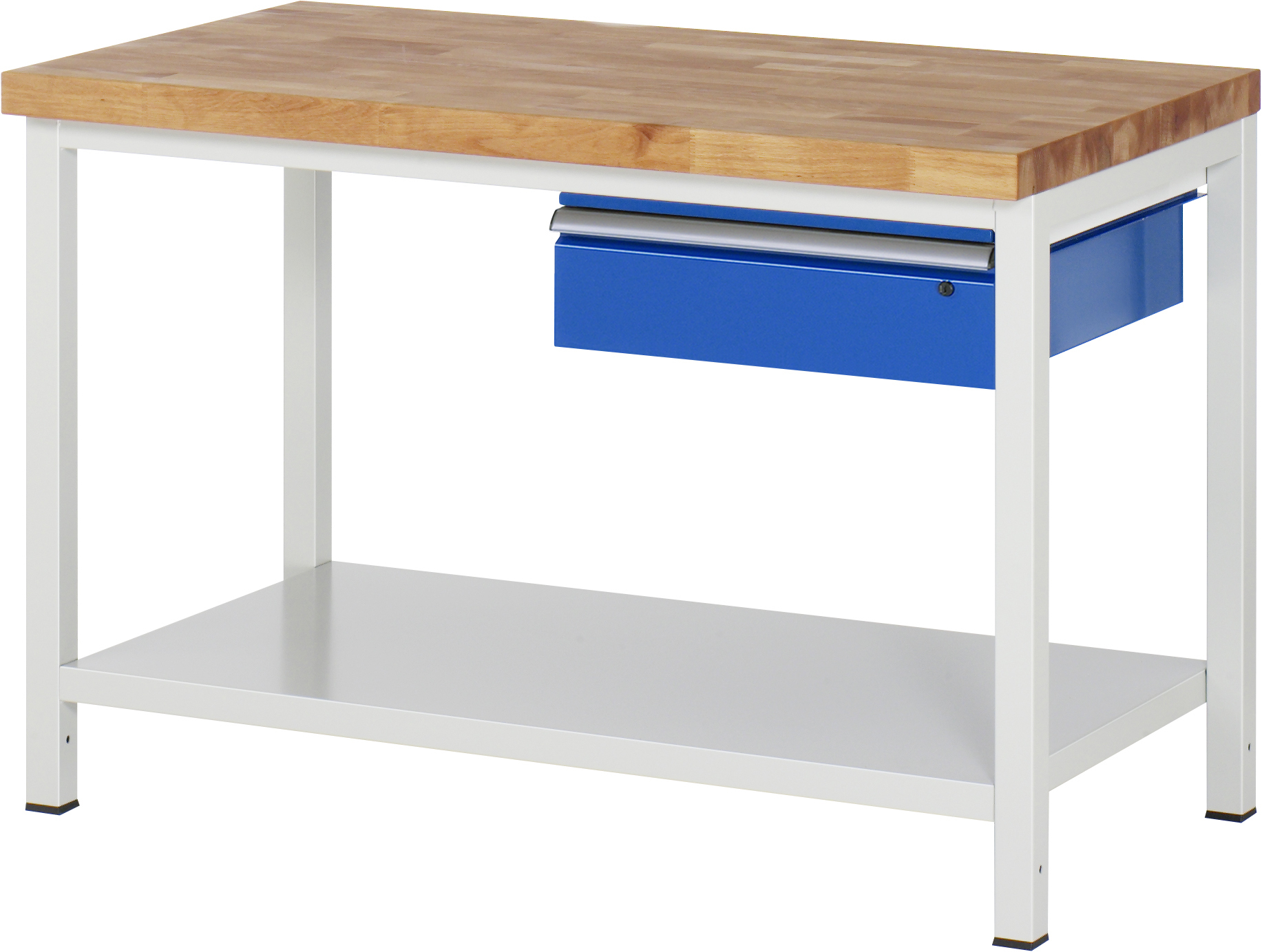 Werkbank fixe Höhe, B 1250xT 700xH 840mm, Buche-Massiv-Platte 40mm