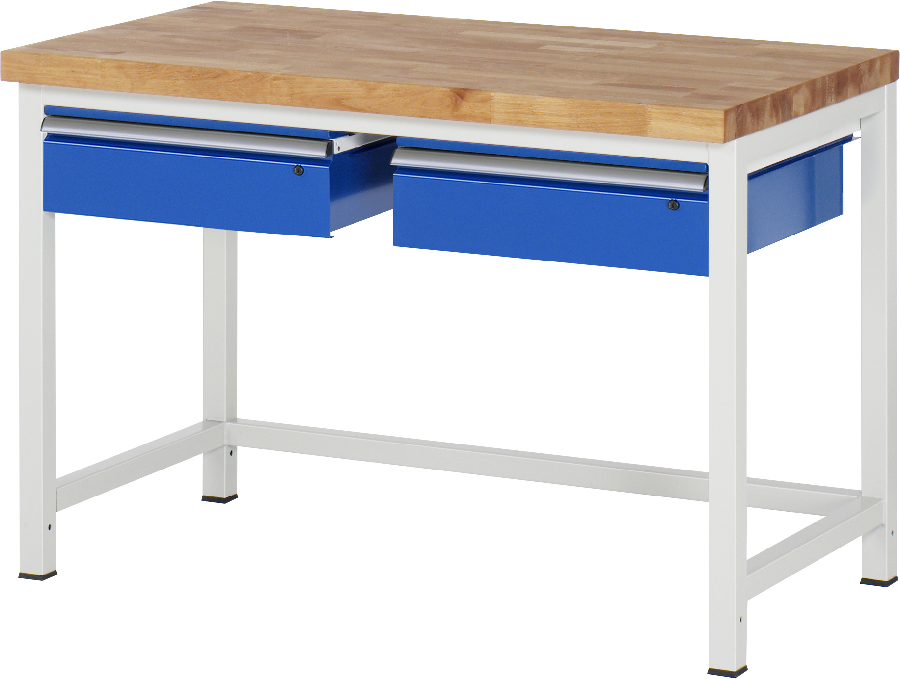 Werkbank fixe Höhe, B 1250xT 700xH 840mm, Buche-Massiv-Platte 40mm