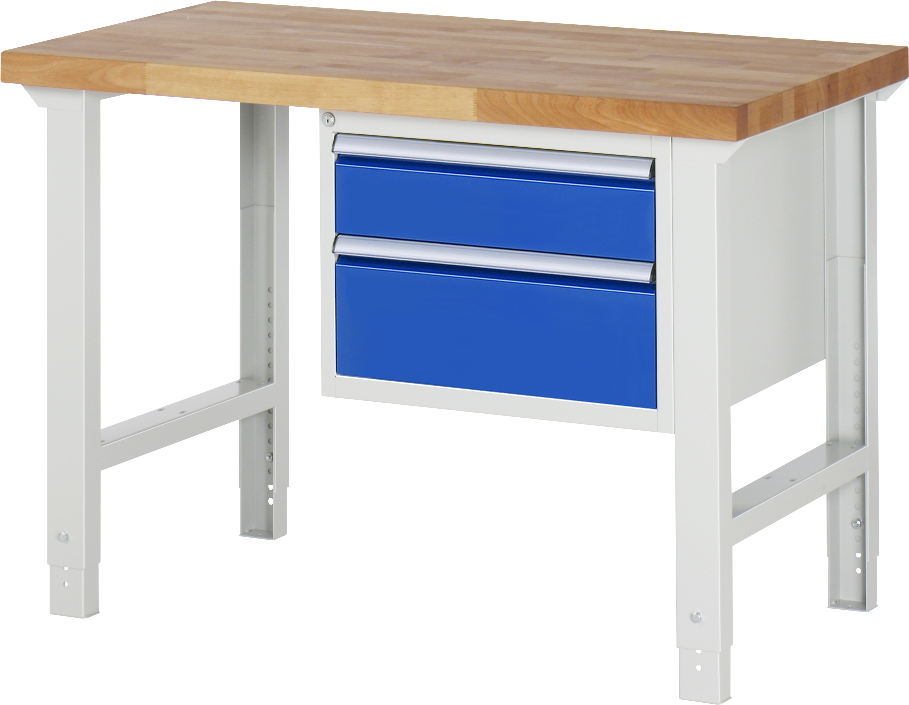 Werkbank Modell 7000, B 1250 x T 700 x H 790-1140 mm, Buche-Massiv-Platte 40 mm