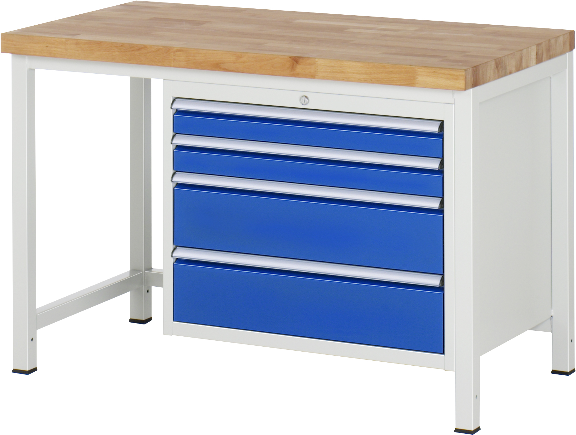 Werkbank Modell 8261, B 1250xT 700xH 840mm, Buche-Massiv-Platte 40mm