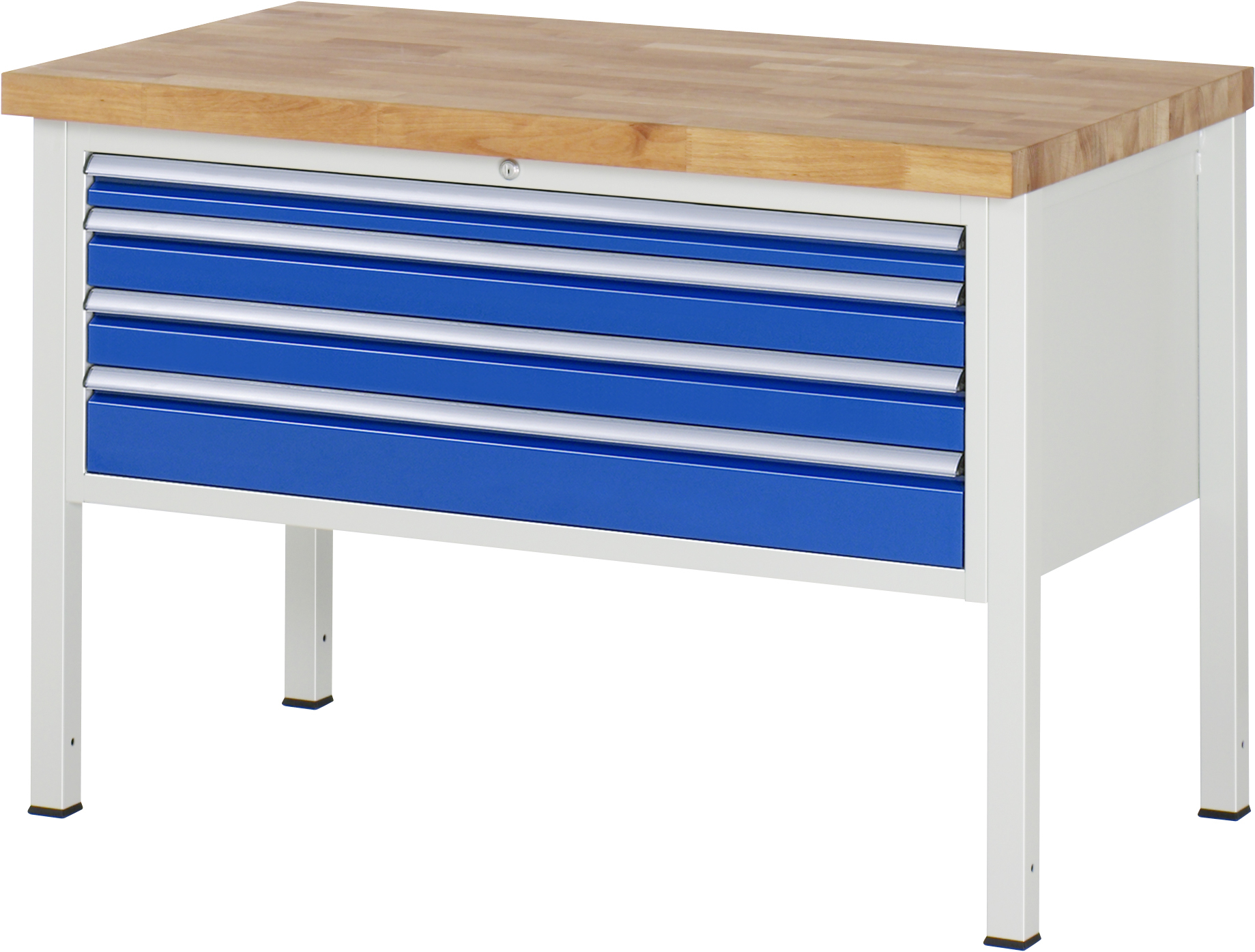 Werkbank Modell 8332, B 1250xT 700xH 840mm, Buche-Massiv-Platte 40mm