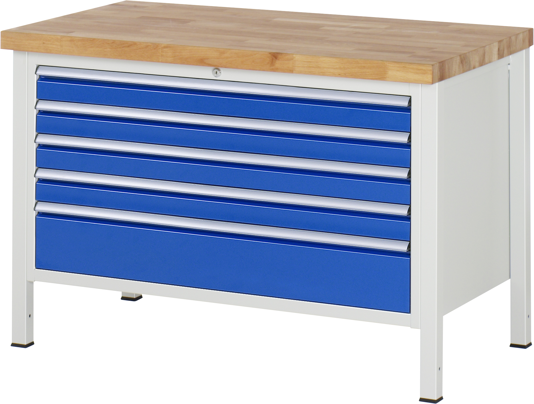 Werkbank Modell 8368, B 1250xT 700xH 840mm, Buche-Massiv-Platte 40mm