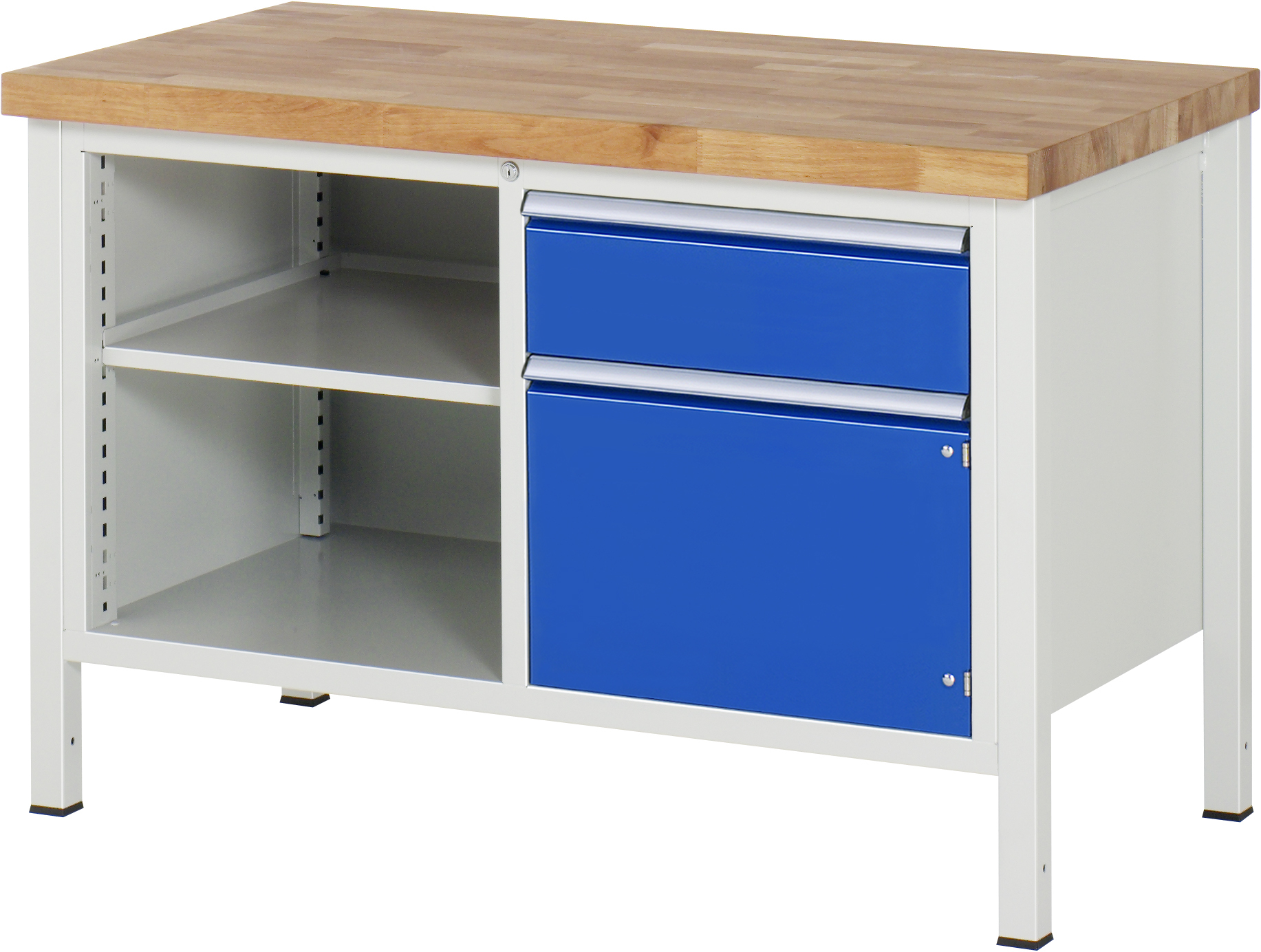 Werkbank Modell 8461, B 1250xT 700xH 840mm, Buche-Massiv-Platte 40mm