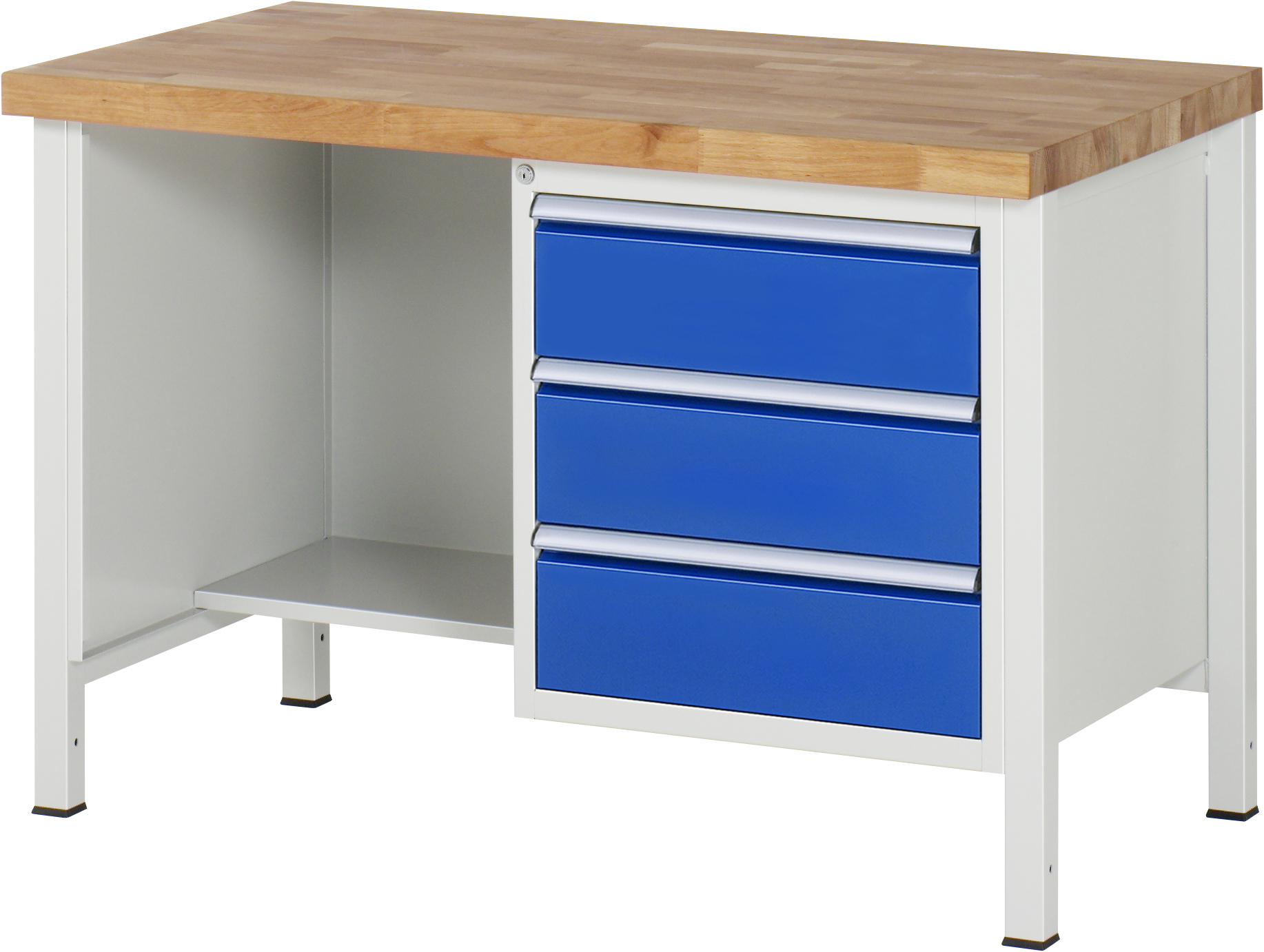 Werkbank Modell 8452, B 1250xT 700xH 840mm, Buche-Massiv-Platte 40mm