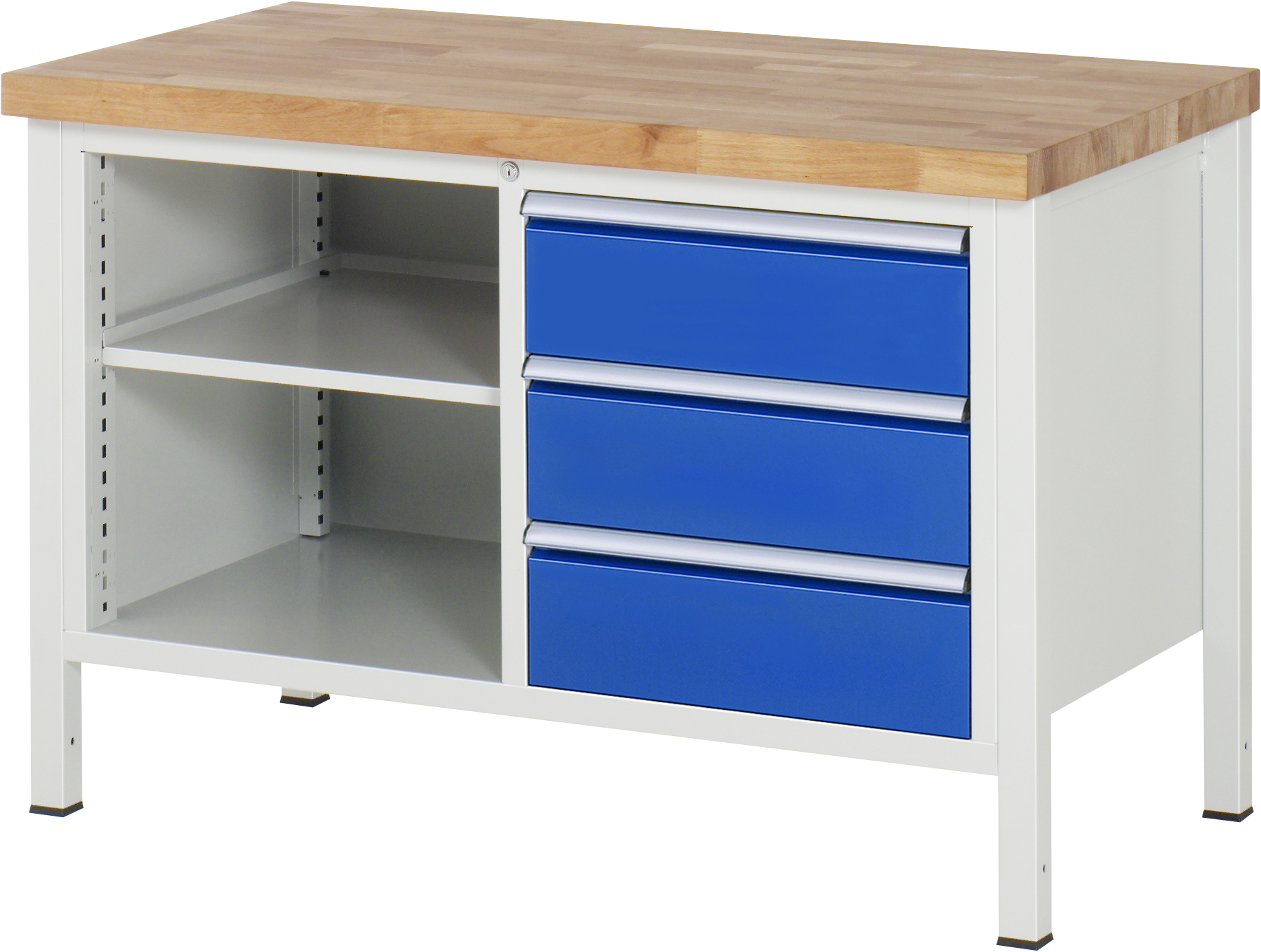 Werkbank Modell 8462, B 1250xT 700xH 840mm, Buche-Massiv-Platte 40mm