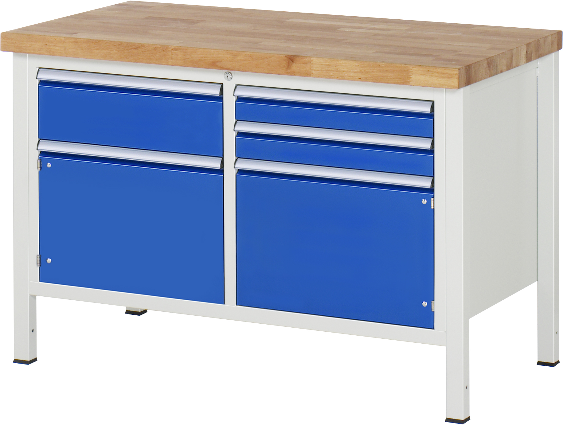 Werkbank Modell 8467, B 1250xT 700xH 840mm, Buche-Massiv-Platte 40mm