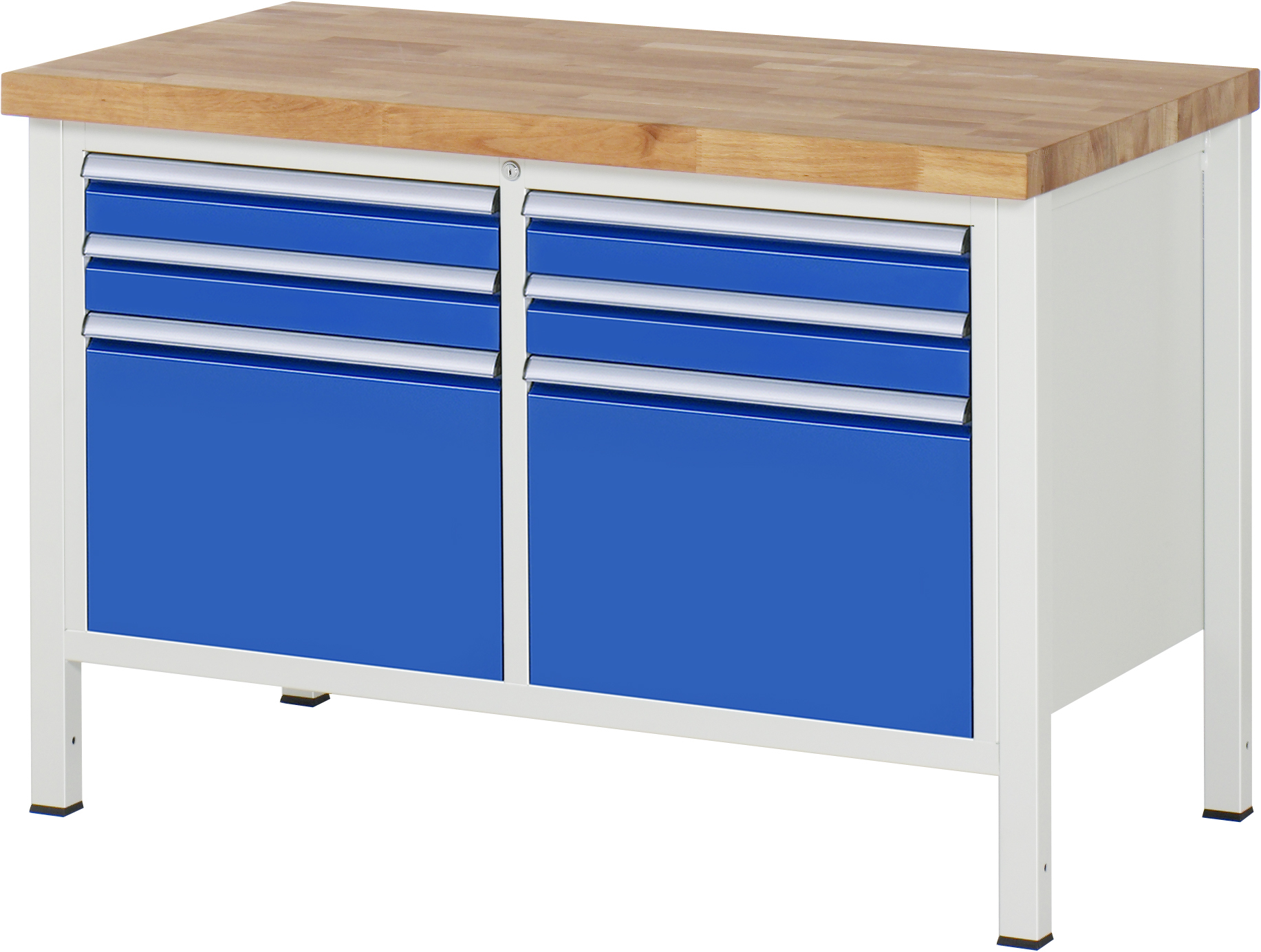 Werkbank Modell 8474, B 1250xT 700xH 840mm, Buche-Massiv-Platte 40mm