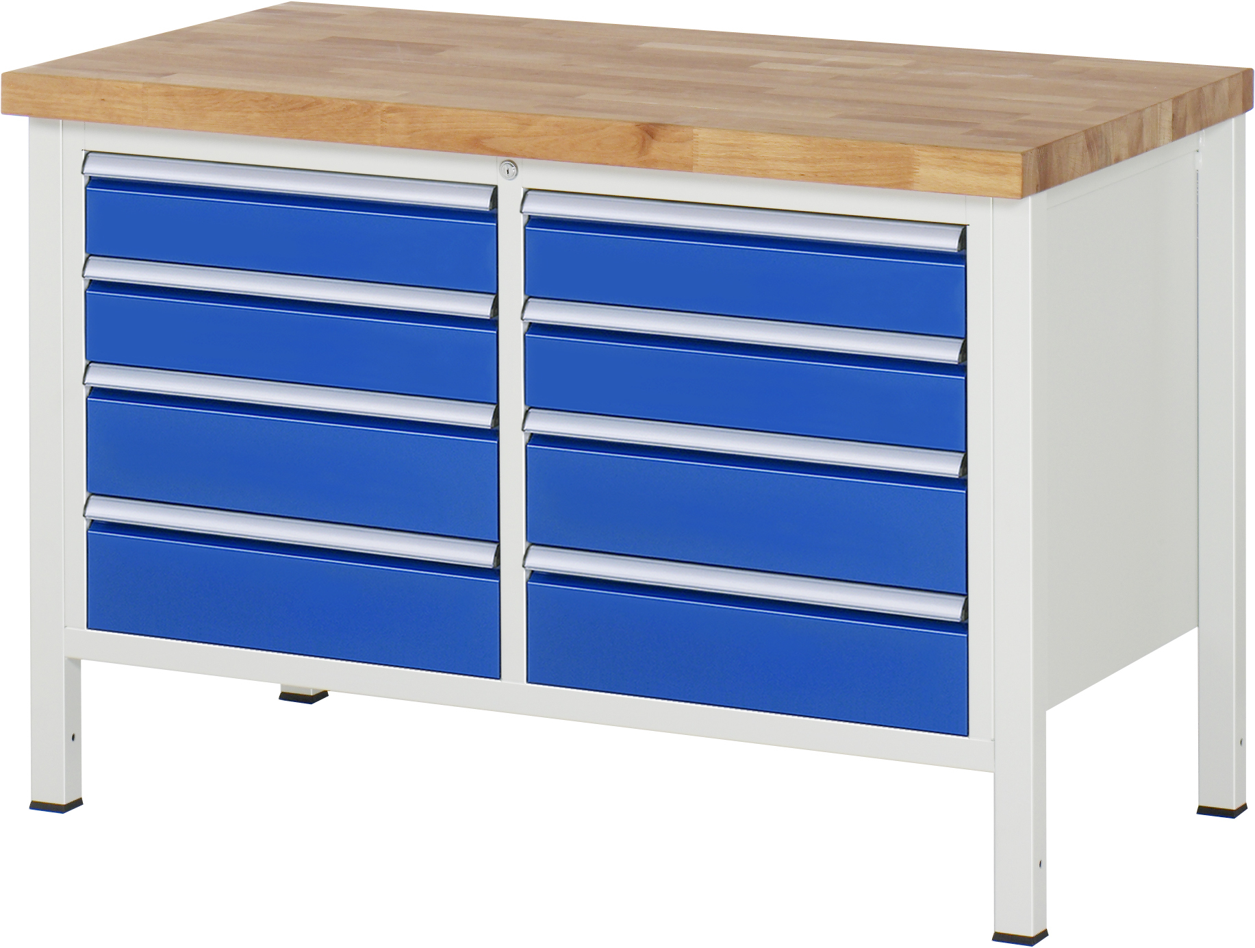 Werkbank Modell 8477, B 1250xT 700xH 840mm, Buche-Massiv-Platte 40mm