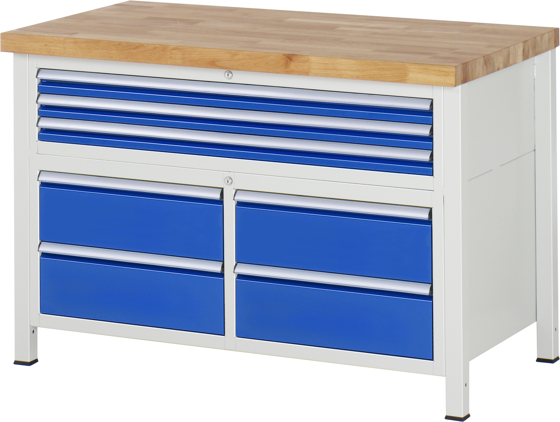 Werkbank Modell 8924, B 1250xT 700xH 840mm, Buche-Massiv-Platte 40mm