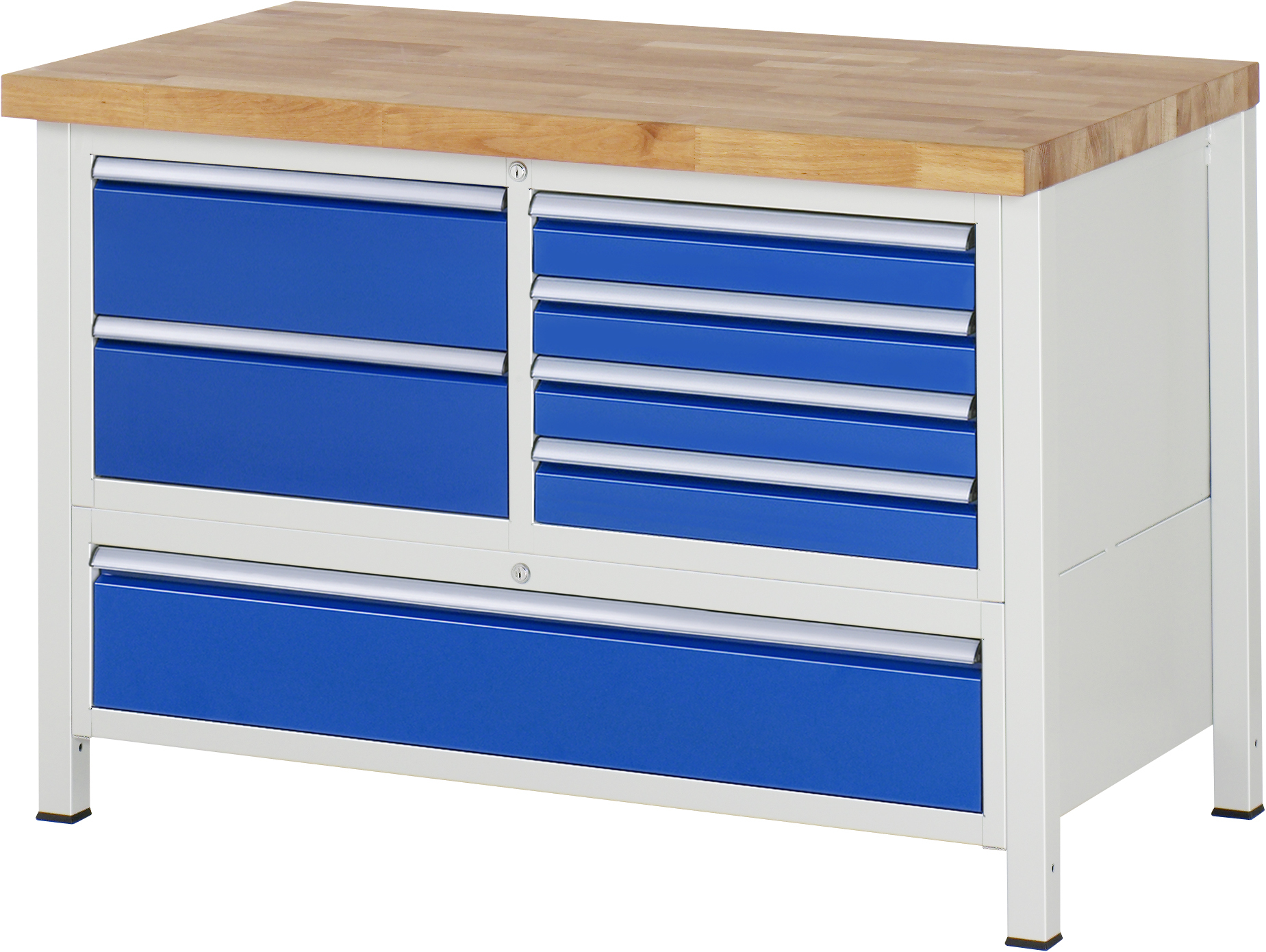 Werkbank Modell 8931, B 1250xT 700xH 840mm, Buche-Massiv-Platte 40mm