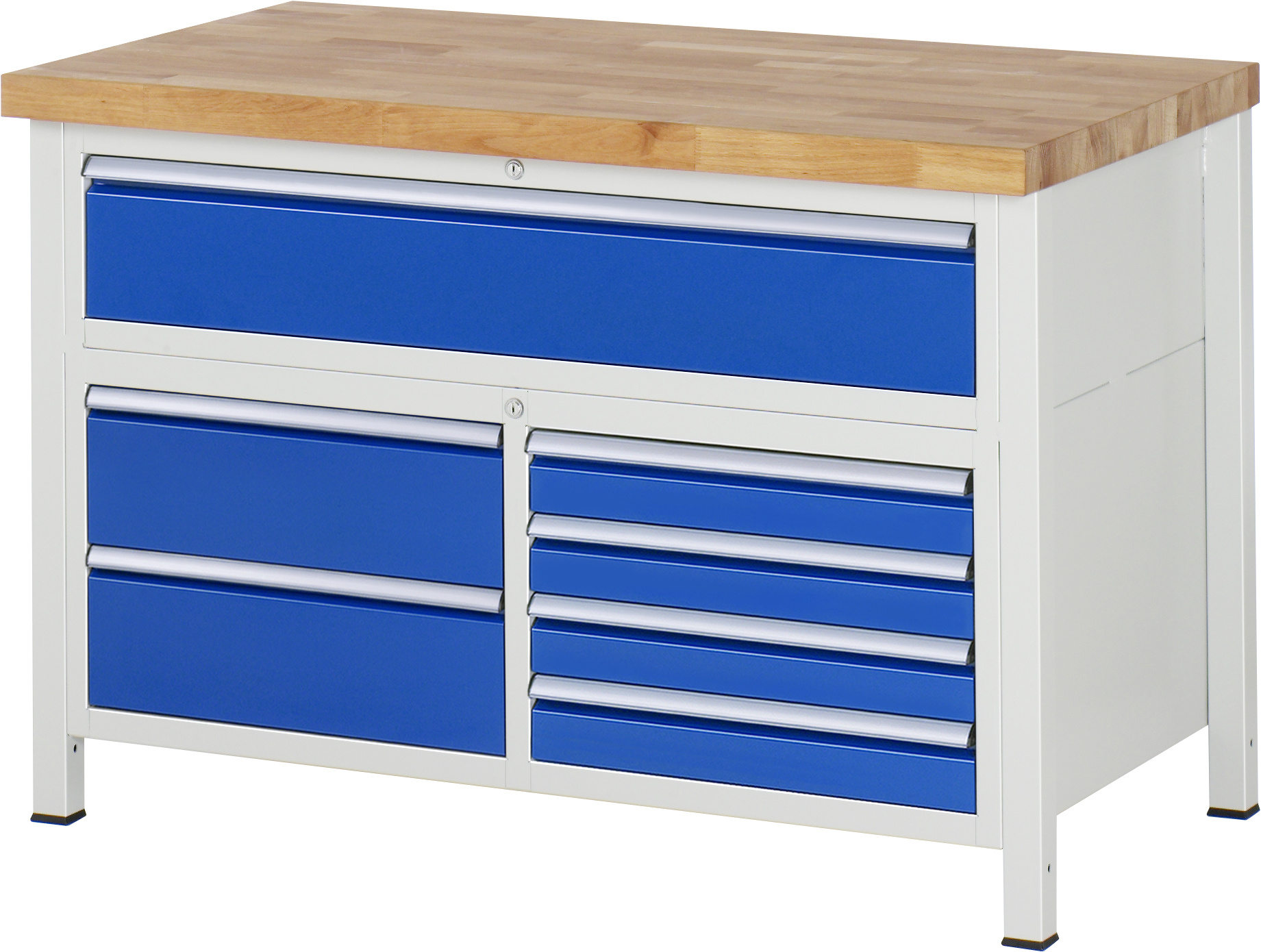 Werkbank Modell 8921, B 1250xT 700xH 840mm, Buche-Massiv-Platte 40mm