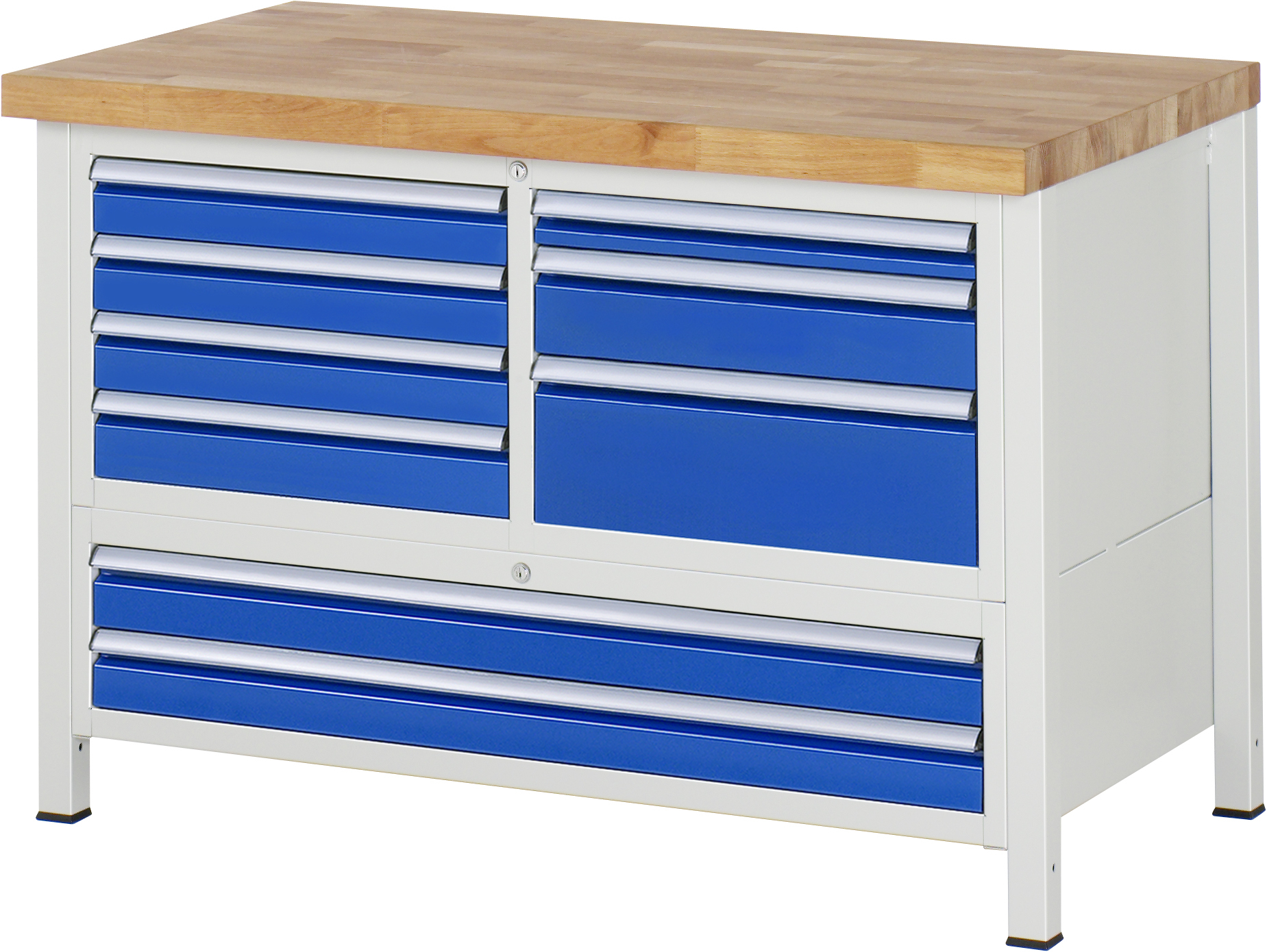 Werkbank Modell 8933, B 1250xT 700xH 840mm, Buche-Massiv-Platte 40mm