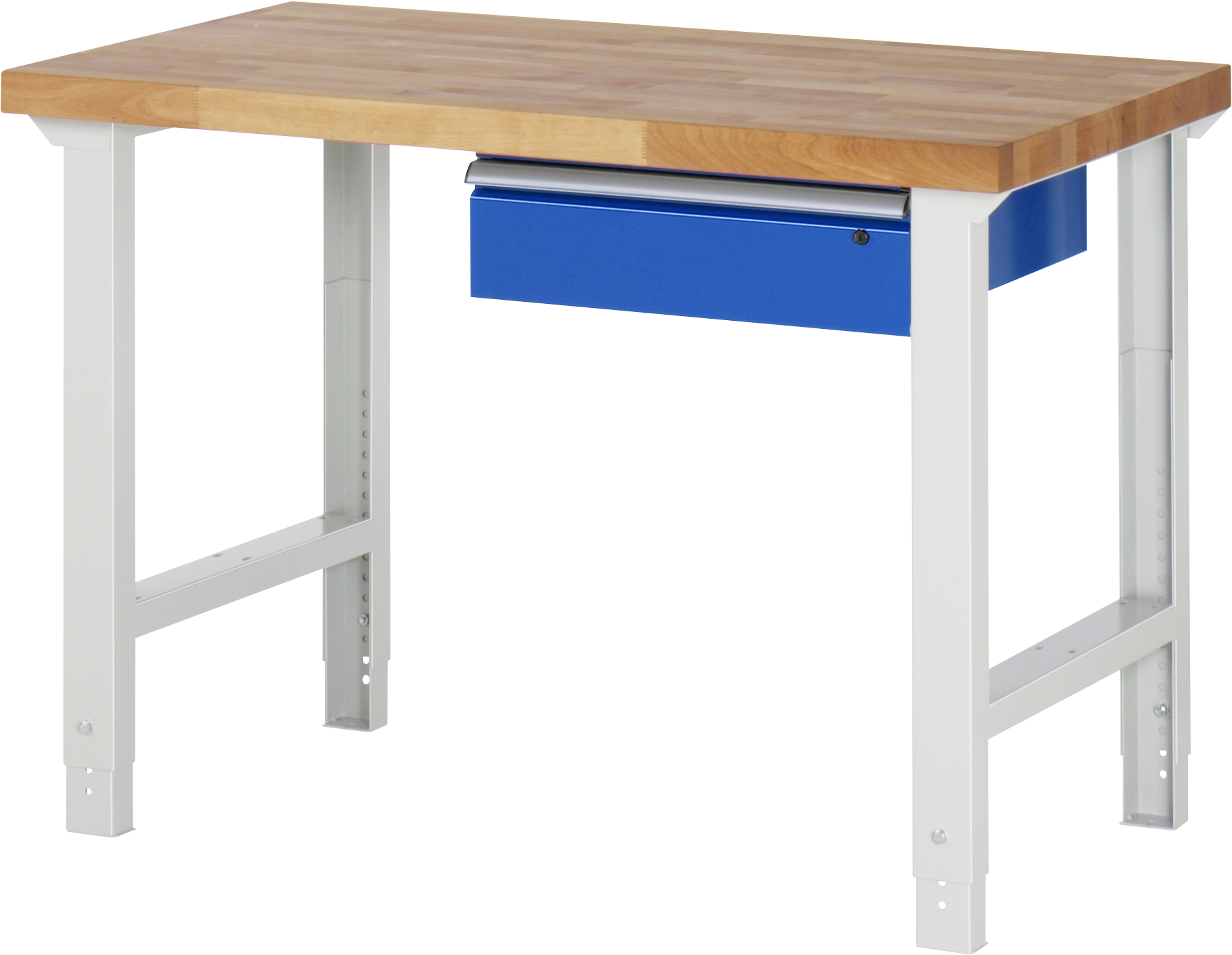 Werkbank Modell 7000, B 1250 x T 700 x H 790-1140 mm, Buche-Massiv-Platte 40 mm