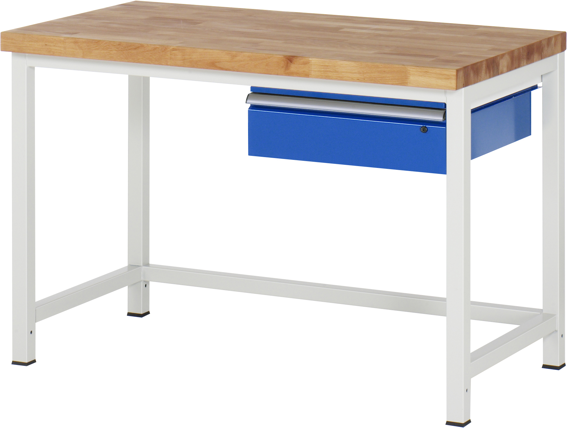 Werkbank verstellbare Höhe, B 1250xT 700xH 840-1040mm, Buche-Massiv-Platte 40mm