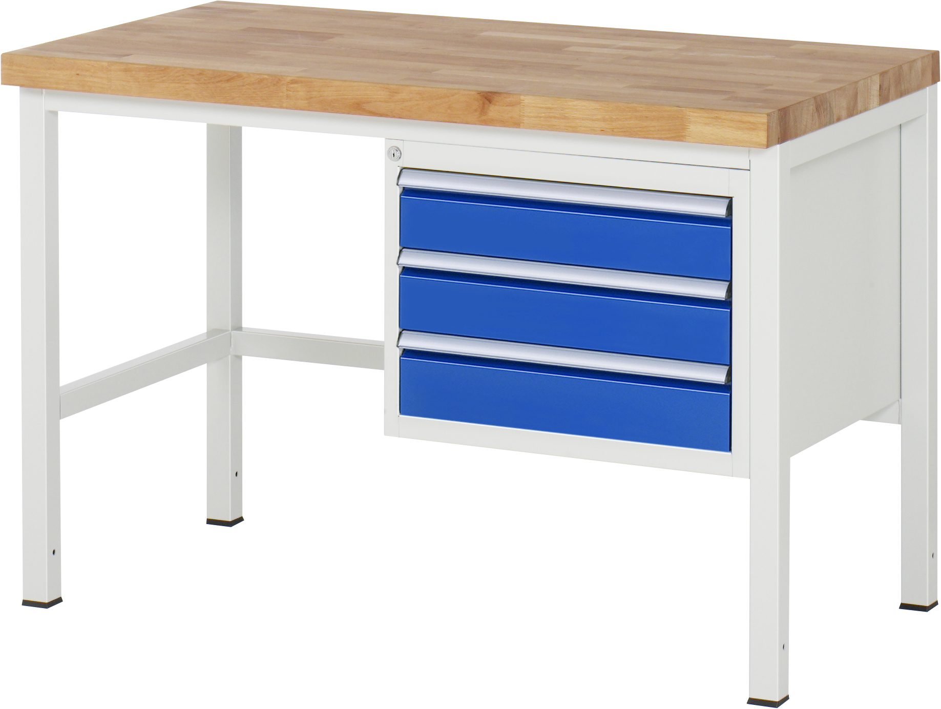 Werkbank Modell 8127, B 1250xT 700xH 840-1040mm, Buche-Massiv-Platte 40mm