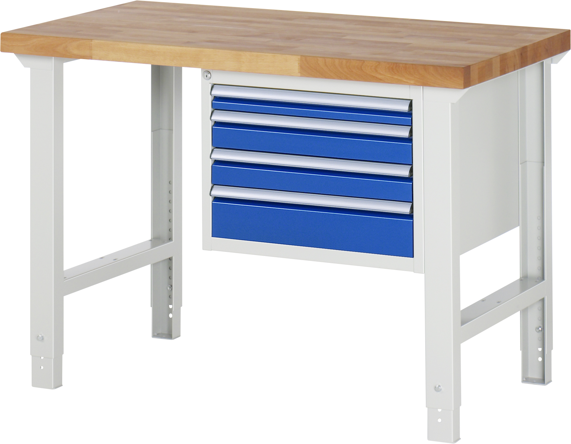 Werkbank Modell 7000, B 1250 x T 700 x H 790-1140 mm, Buche-Massiv-Platte 40 mm