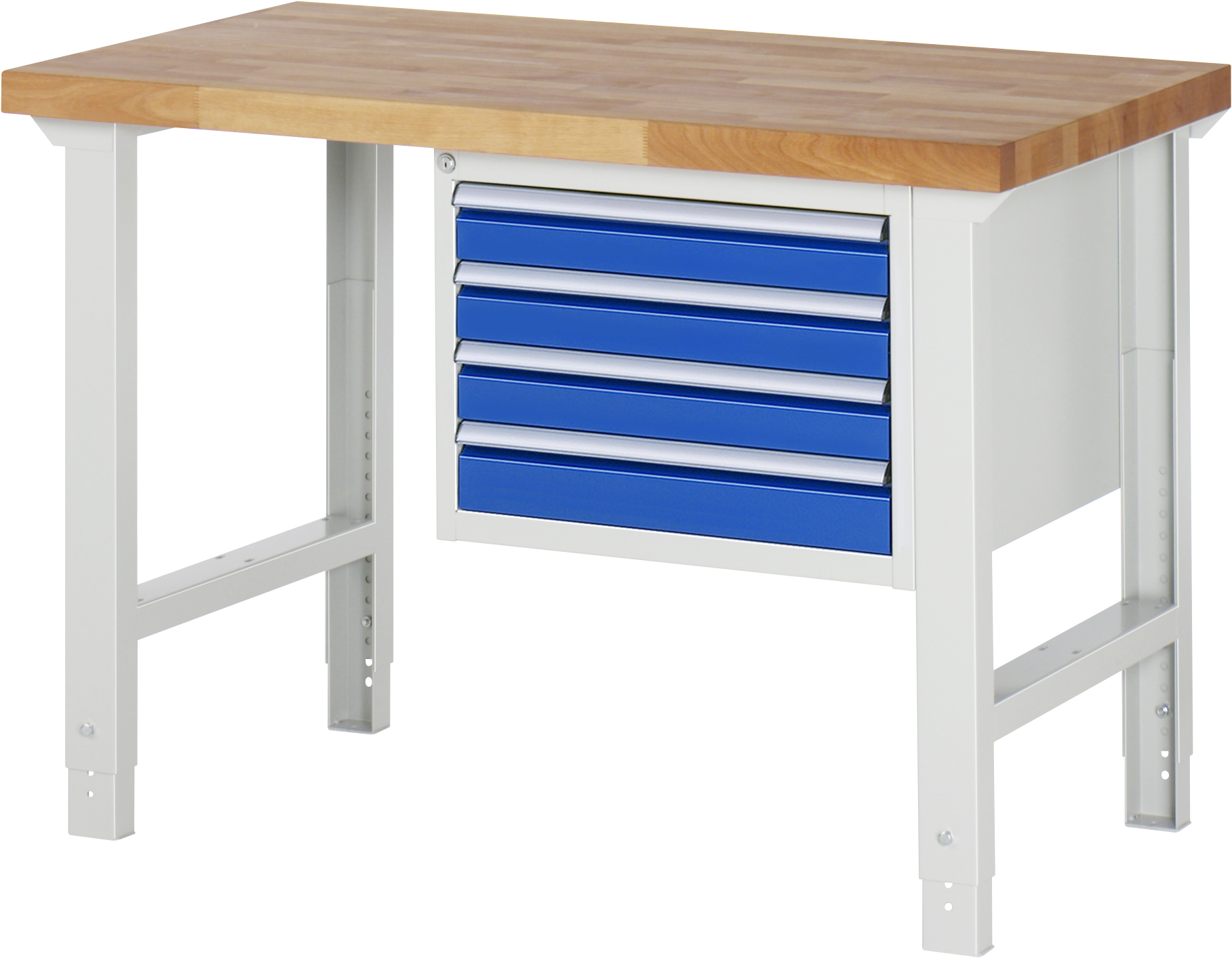 Werkbank Modell 7000, B 1250 x T 700 x H 790-1140 mm, Buche-Massiv-Platte 40 mm