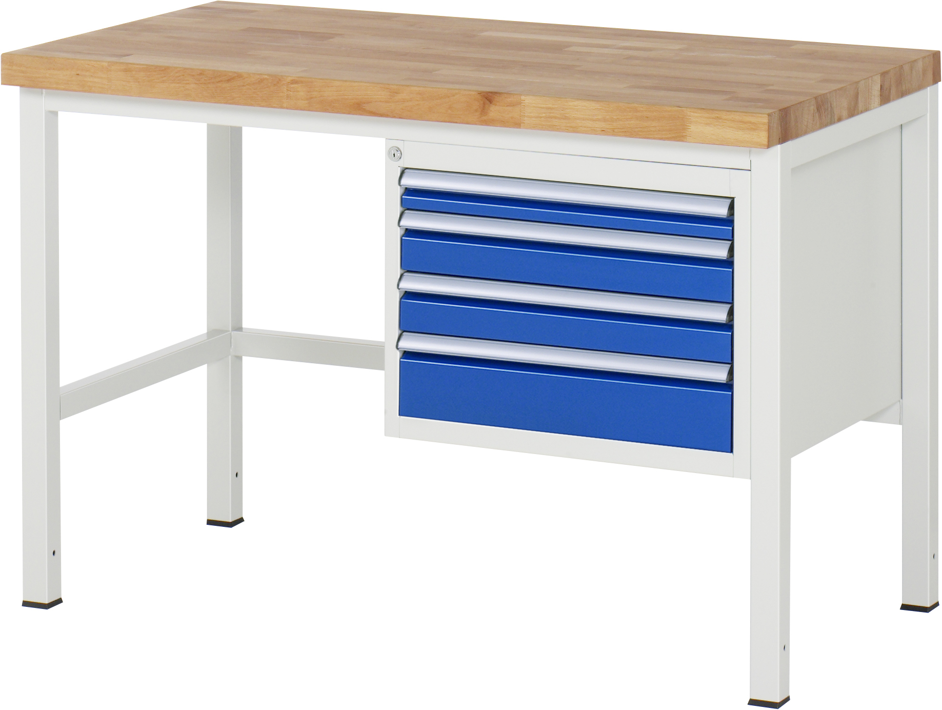 Werkbank Modell 8132, B 1250xT 700xH 840-1040mm, Buche-Massiv-Platte 40mm