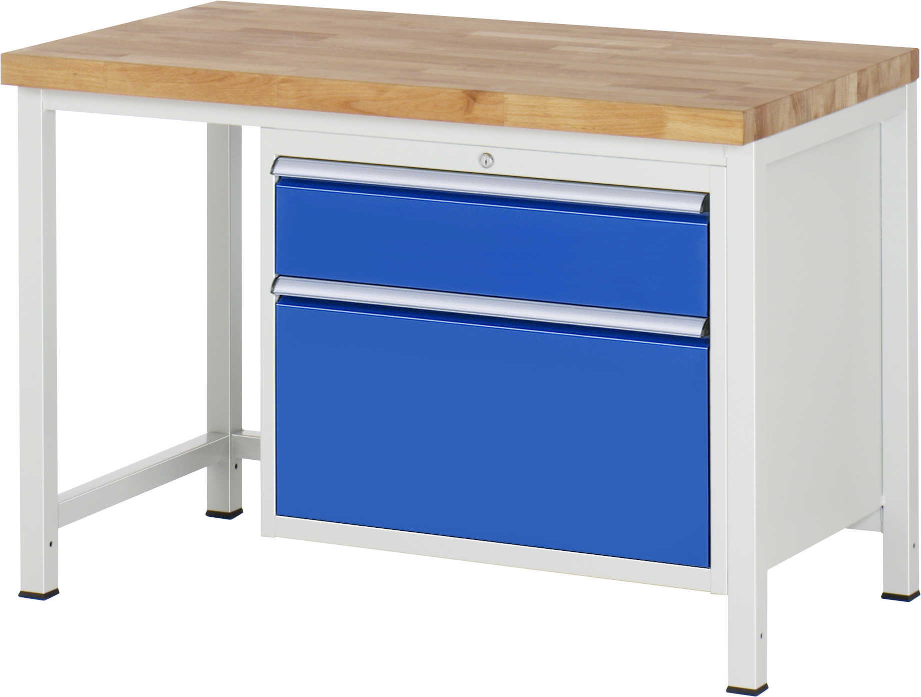 Werkbank Modell 8256, B 1250xT 700xH 840-1040mm, Buche-Massiv-Platte 40mm