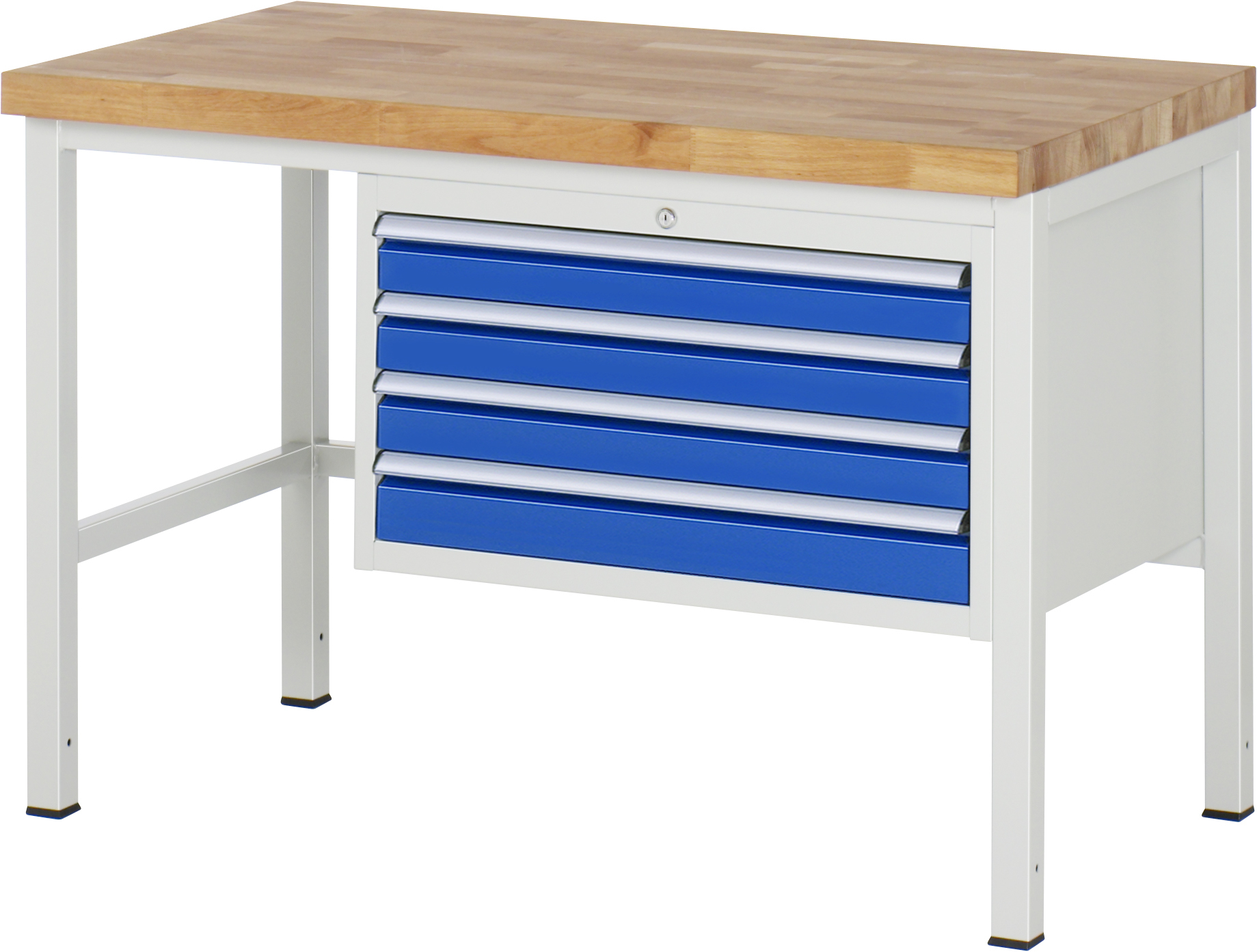 Werkbank Modell 8233, B 1250xT 700xH 840-1040mm, Buche-Massiv-Platte 40mm