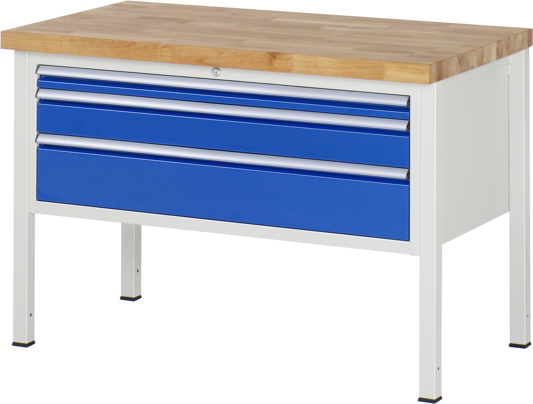 Werkbank Modell 8326, B 1250xT 700xH 840-1040mm, Buche-Massiv-Platte 40mm